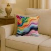 18” Progress Pride Waves of Unity Throw Pillow with Watercolor Artwork, Indoor/Outdorr Usage and Machine Washable