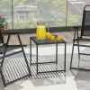 Tempered Glass Side End Table with Black Metal Frame for Indoor and Outdoor Usage