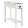 2 Tier End Bedside Sofa Side Table Narrow Nightstand with 1 Drawer and Open Lower Shelf
