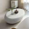 43.31'' Fiberglass Elliptical Coffee Table with Matte Rock Design, Retro Natural Look and Ready To Use