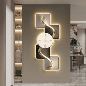 39.4" Large Silent Wall Clock with Built-In LED Light and Modern Abstract Geometric Design