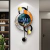 26.4" LED Silent Wall Clock with Multi-Function Display, Voice-Activated, Dual Power Supply and Geometric Design