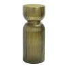 Green Translucent Handcrafted Tabletop Glass Vase with Fluted Ribbed Design