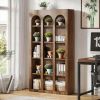 5 Tier Rectangle Bookshelf Display Stand with Arch Shape Detailing and Enclosed Back & Sides