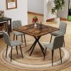 Set of 4, Gray Modern Suede Fabric Dining Room Chairs with Button Tufted Diamond Shape Design