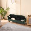 67.91” Green Velvet Storage Ottoman Bench with Armrests and Hidden Storage Compartment