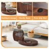 Modern Walnut Grain Double Layer Coffee Table with Clear Tempered Glass Tops, 3 Tier Design and Open Bottom Shelf