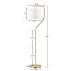 Angular Arched Gold Metal Floor Lamp with White Drum Shape Shade and On/Off Power Cord Foot Switch