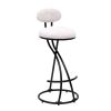 Set of 2 Armless Bar Stools with Upholstered White & Black Velvet, Footrest and Black Metal Frame Base