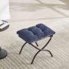 Navy Blue Lazy Chair with Matching Ottoman, Armrests, Side Pocket and Soft Flannelette Fabric