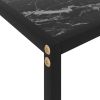Black Console Table with Textured Marble Top and Open Bottom Shelf