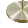 Angular Arched Gold Metal Floor Lamp with White Drum Shape Shade and On/Off Power Cord Foot Switch