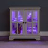 Antique Style Display Cabinet, 7 Color LED Strip, 2 Glass Doors, Adjustable Glass Shelves, Remote Control and Mobile Application Capabilities