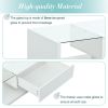 ON-TREND Modern White Coffee Table with Tempered Glass, Wooden Cocktail Table with High-Gloss UV Surface
