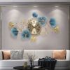 32.7" Creative Luxury Hanging Wall Clock with Artistic 3D Metal Ginkgo Leaves Design and Silent Hand Movement