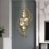 39.4" Unique Metal Hanging Wall Clock with 3D Geometric Gold Frame, Hand Painted and Silent Pointer Movement