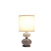 24" Mod Crystal Inspired Retro Table Lamp with Silver Chrome Metal, Acrylic Beads and Cotton/Linen Shade