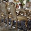 Set of 2, Bone & Gold Patina Dining Chairs, Button Tufted Backrest with Claw Knuckle Legs and Motif Design