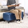 Dark Blue Storage Ottoman Bench with Button Tufted Lift Top and Hidden Storage