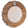15.7" Teak Round Wall Mirror with Handwoven Tree Branches Frame and Mounting Hook