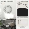 HOMCOM 25.6" Circle Wall Mirror with Black Metal Asymmetrical Design
