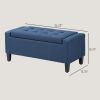 Dark Blue Storage Ottoman Bench with Button Tufted Lift Top and Hidden Storage