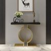 39.4" Modern Narrow Console Table with Geometric Metal Base Black Entryway Table