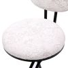 Set of 2 Armless Bar Stools with Upholstered White & Black Velvet, Footrest and Black Metal Frame Base