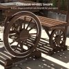 4-Person Carbonized Patio Dining Set with Carriage Wagon Wheel Design