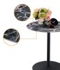 17.5" Circa End Table with Black Marble Textured Top