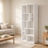 5 Tier Asymmetrical Display Shelf & Bookcase with 10 Storage/Display Compartments and Staggered Cube Layout