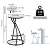 Set of 2 Armless Bar Stools with Upholstered White & Black Velvet, Footrest and Black Metal Frame Base