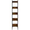 5 Tier Smoked Oak Bookshelf or Display Stand with Adjustable Shelves and Adjustable Foot Pads