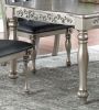 72” Formal Rectangular Antique Design Dining Table with Silver/Gray Finish and Intricate Floral Pattern Carvings