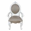 Set of 2, Taupe and Bone White Arm Chairs with Ornate Scrolled Legs and Contoured Nailhead Trim