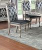 72” Formal Rectangular Antique Design Dining Table with Silver/Gray Finish and Intricate Floral Pattern Carvings
