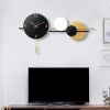 35.4" Modern Hand Painted Metal Digital Wall Clock with Geometric Design and Silent Quartz Movement