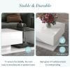 ON-TREND Modern White Coffee Table with Tempered Glass, Wooden Cocktail Table with High-Gloss UV Surface