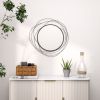 HOMCOM 25.6" Circle Wall Mirror with Black Metal Asymmetrical Design