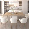 Rectangle Extendable Dining Table with Hidden Tabletop Storage for Leaf and Seats 6-10 People