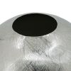 10.5” x 10.5” x 13" Aluminum Vase with Polished Silver Streak Metallic Finish and Oval Silhouette
