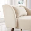 Beige Velvet Modern Chaise Lounge Chair with Removable Pillow and Tilted Backrest & Curved Armrests