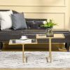 HOMCOM Gold Metal Coffee Table with Double Tabletops, 2 Different Heights and Clear Tempered Glass