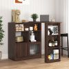 360° Rotating Top Modern Bar Cabinet with Storage Compartments