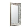 24" x 15" Antique Silver Rectangle Wall Mirror or Mirrored Display Tray with Floral Accents Design