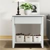 2 Tier End Bedside Sofa Side Table Narrow Nightstand with 1 Drawer and Open Lower Shelf