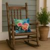 14” New York Roses Throw Pillow with Waterolor Artwork, Indoor/Outdorr Usage and Machine Washable