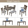 6 Piece Kitchen Dining Set with 1 Wooden Rectangular Table, 4 Upholstered Chairs & Matching Upholstered Bench