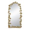 51” Decorative Full Length Arched Wall Mirror with Golden Leaf Accents