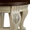 3 Piece Coffee Table Set with Antique Design, Floral Carvings, Chip Distressed Look and Two Tone Finish